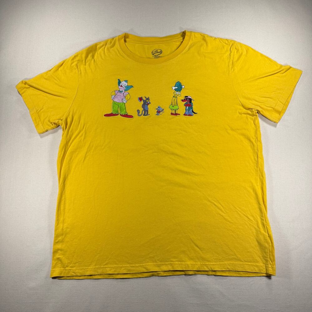 Vintage Style The Simpsons Embroidered Characters Yellow T-Shirt XL